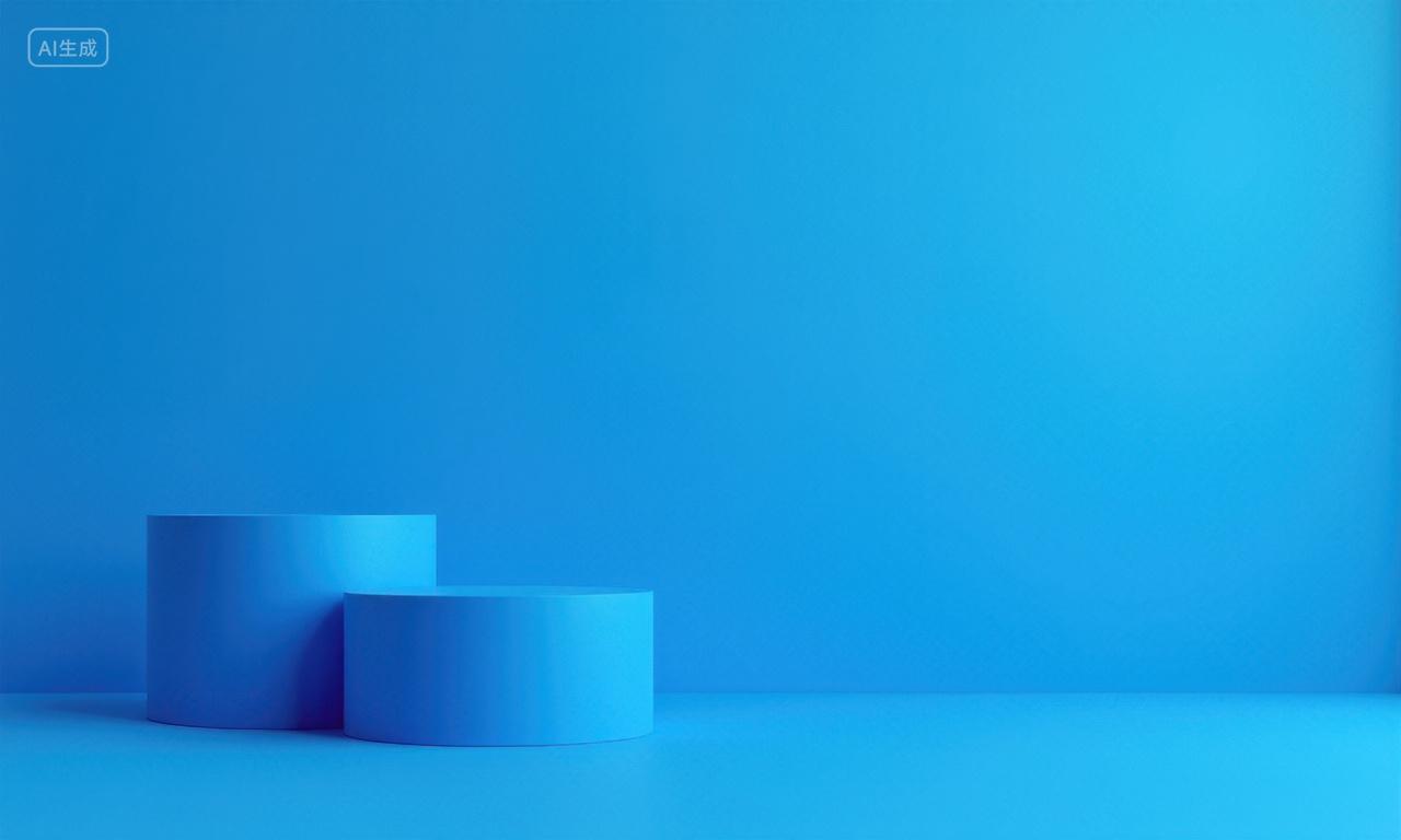 3D蓝色简约空间电商背景