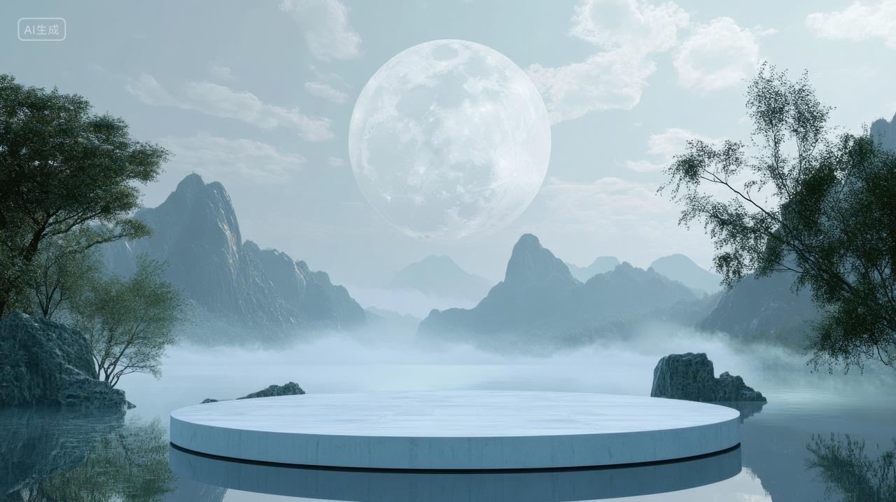 简约中式电商产品展台