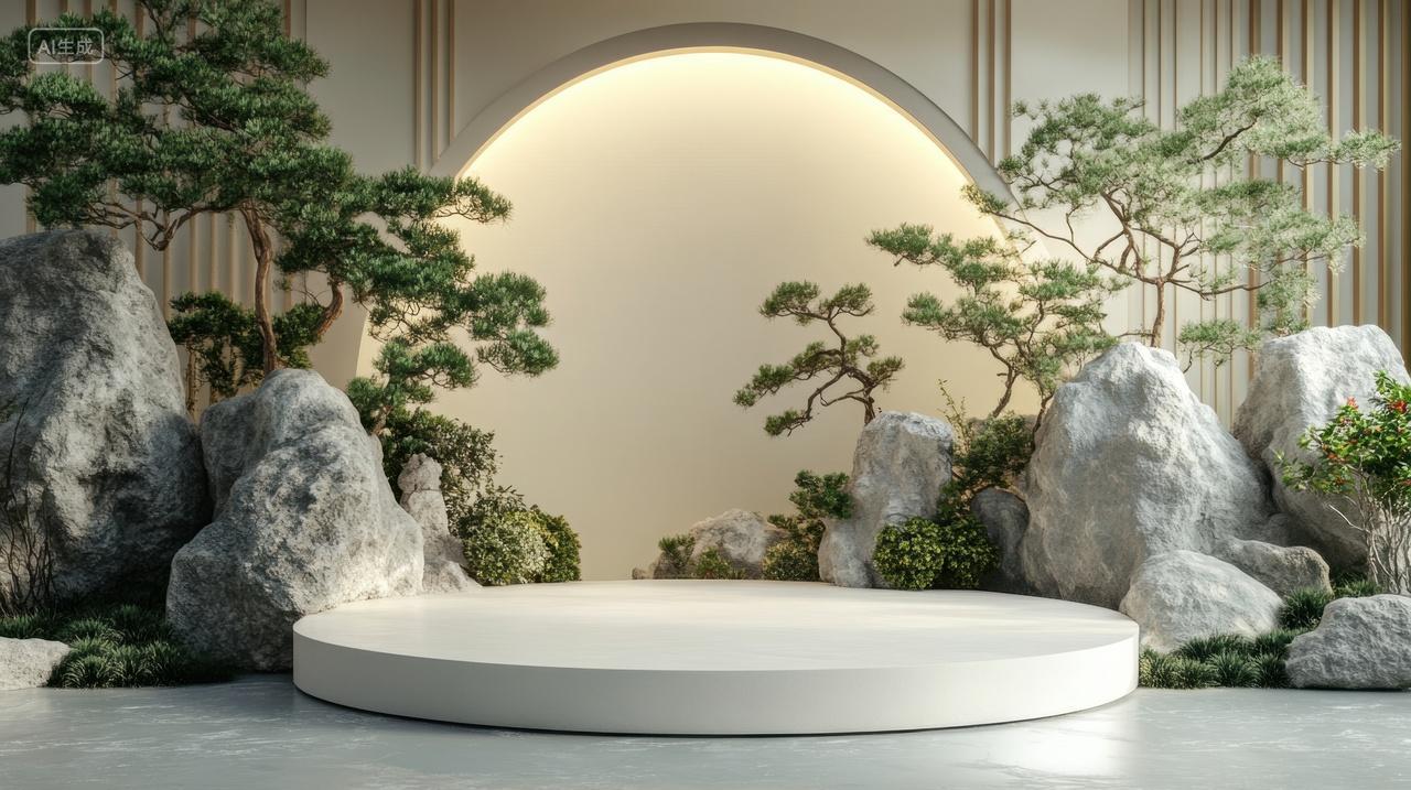 禅意空间简约电商展台