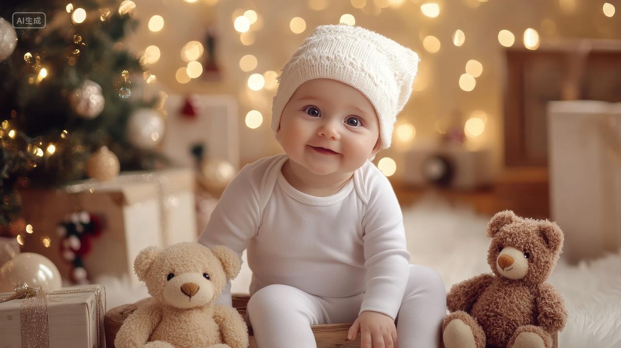 圣诞节场景中的可爱宝宝