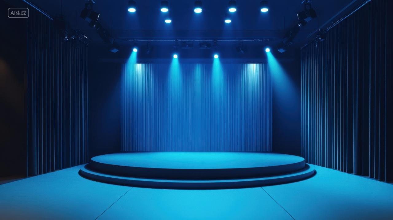 3D舞台灯光下的圆形电商舞台