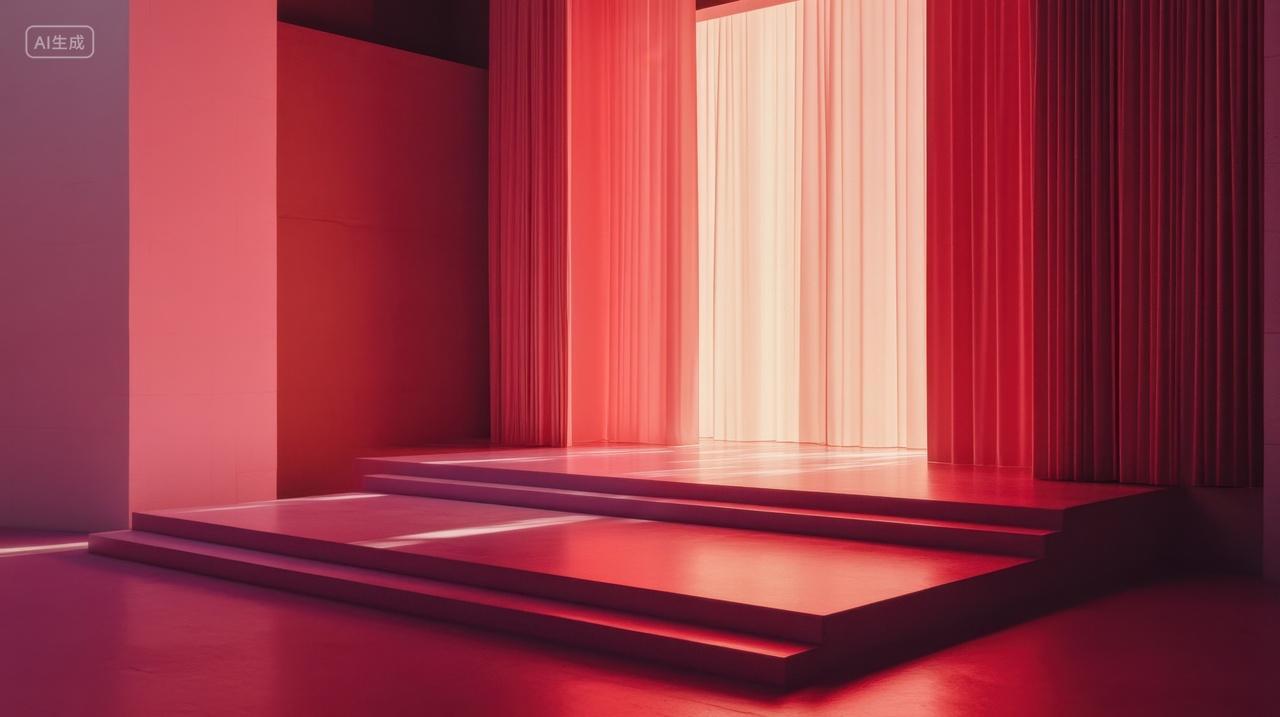 简约红色光影舞台场景
