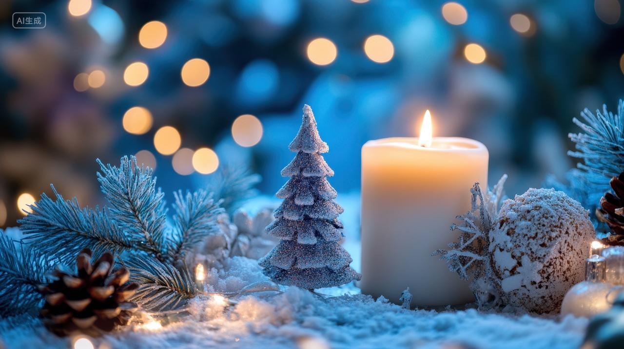 圣诞节场景中的烛光