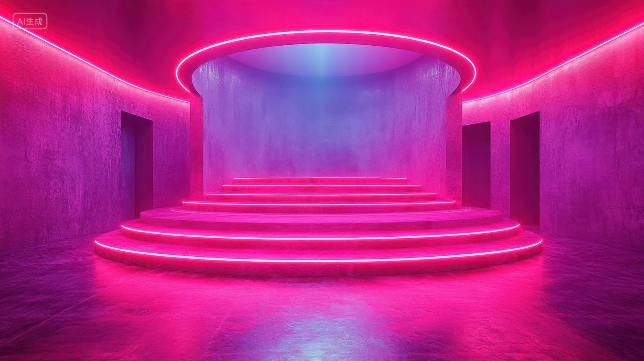 紫色霓虹灯下的梦幻空间