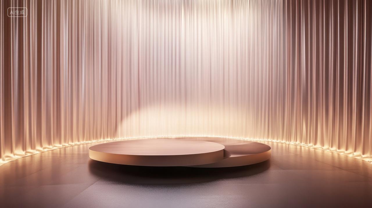 金色奢华的圆形电商产品展示台