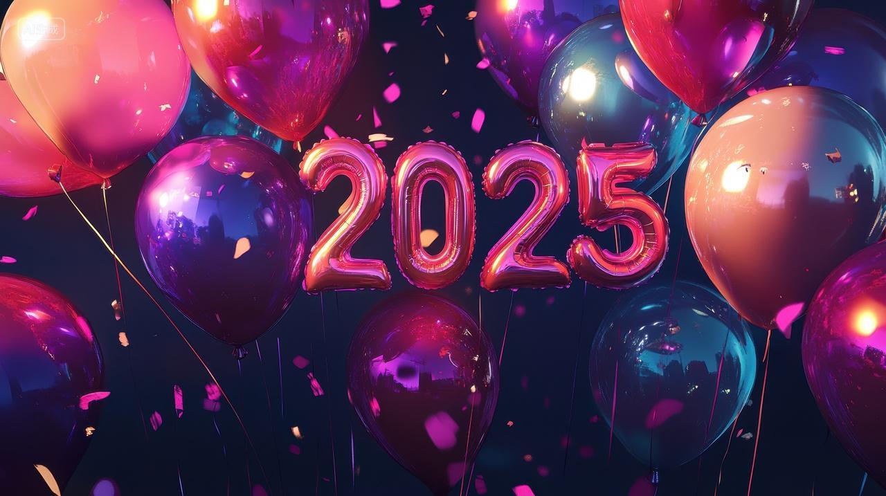 气球字体2025新年背景
