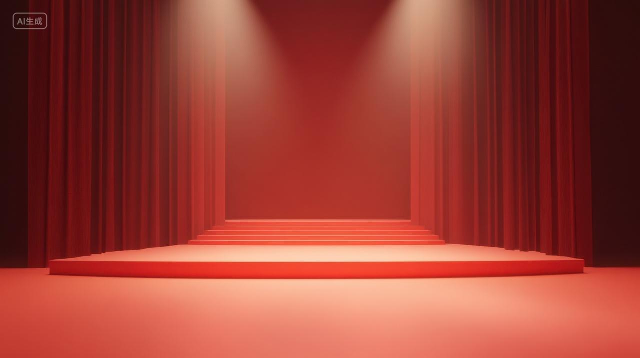 红色舞台灯光场景