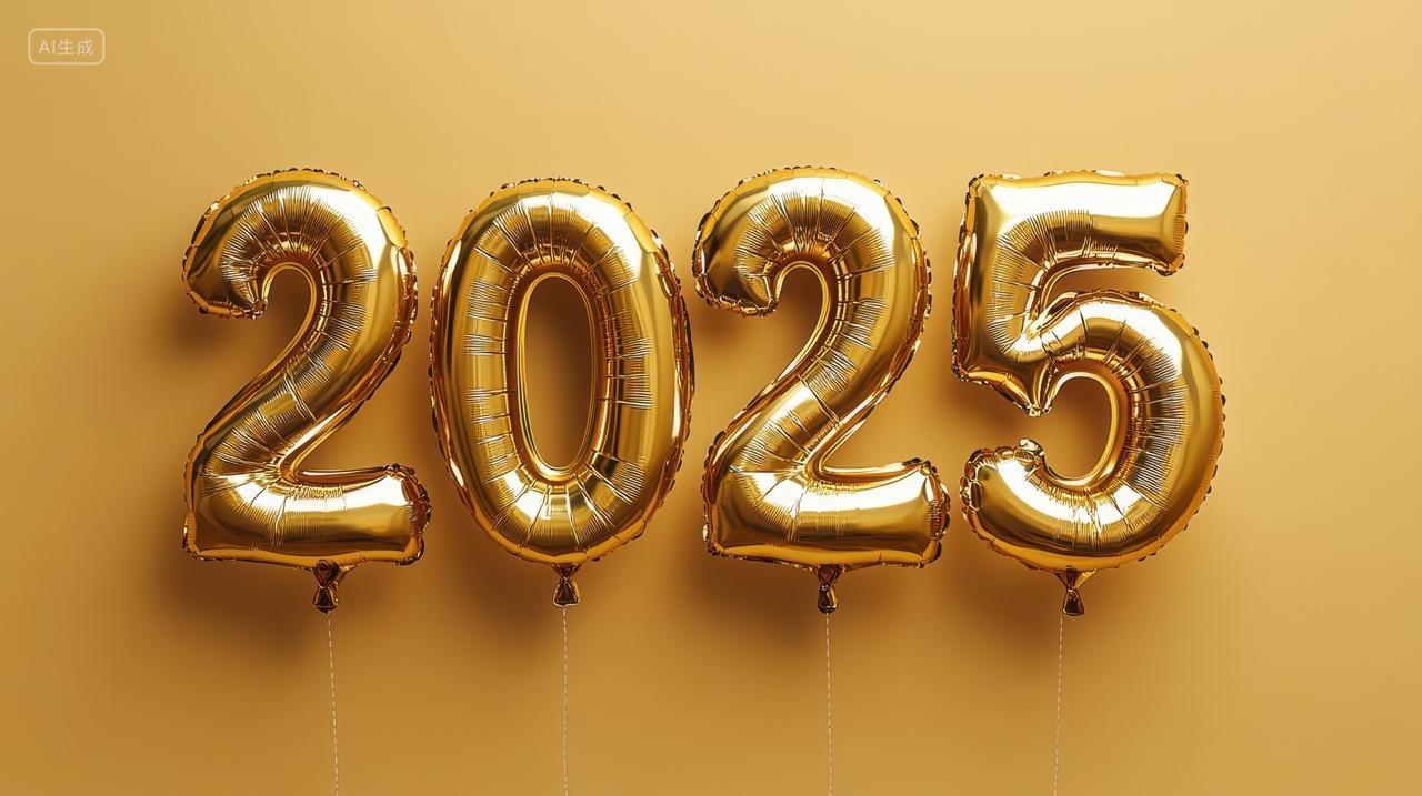 金色气球2025字体背景