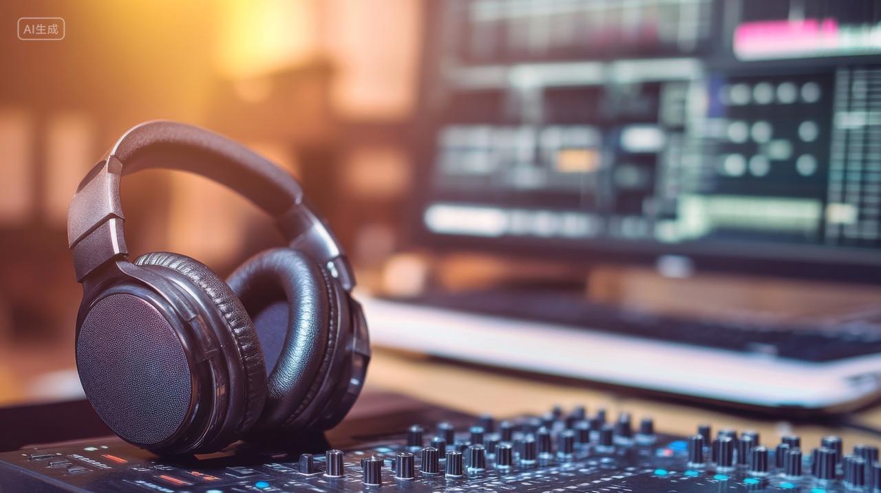 耳机调音台录音室音乐爱好者青春活力动感