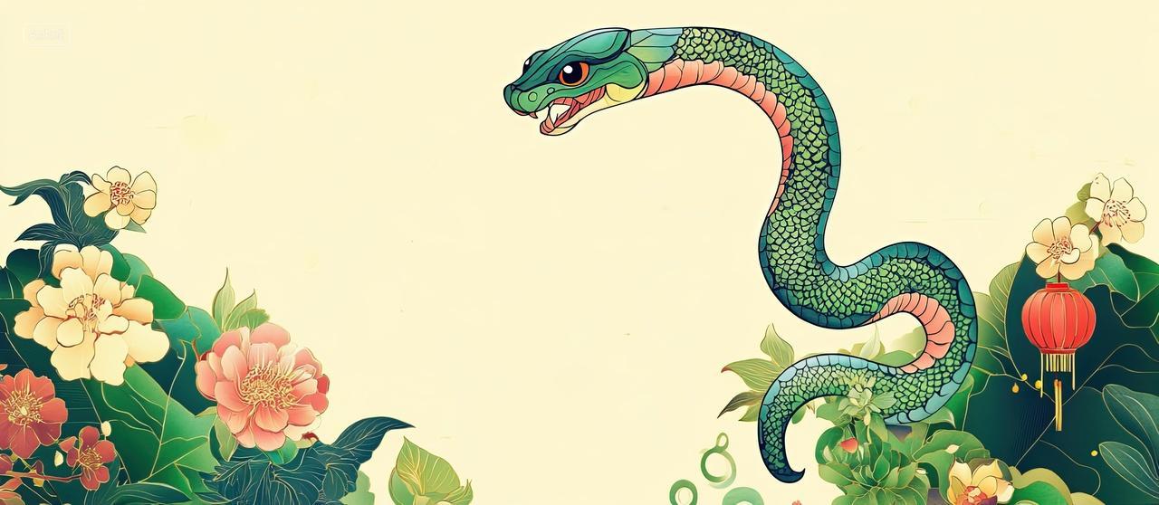 国潮生肖蛇新年春节背景