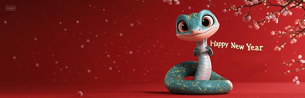 一条卡通蛇红色新年背景