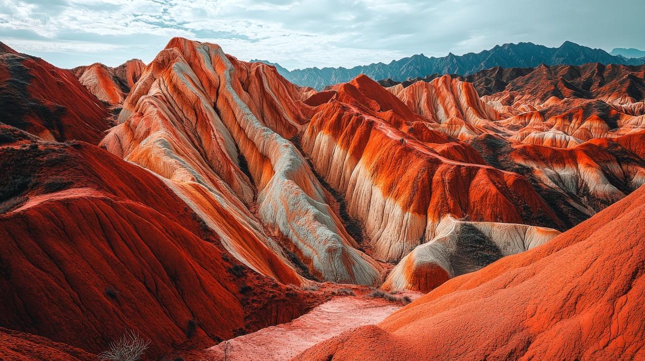 中国甘肃丹霞地貌自然景观壮丽地质构造风景
