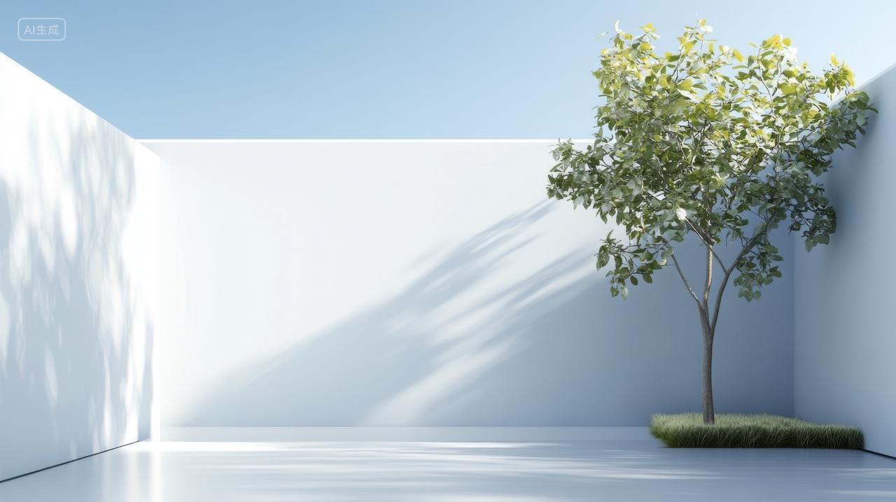 简约白墙绿植背景极简空间设计酒店别墅阳台