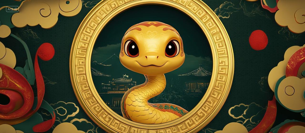 国潮金蛇新年背景