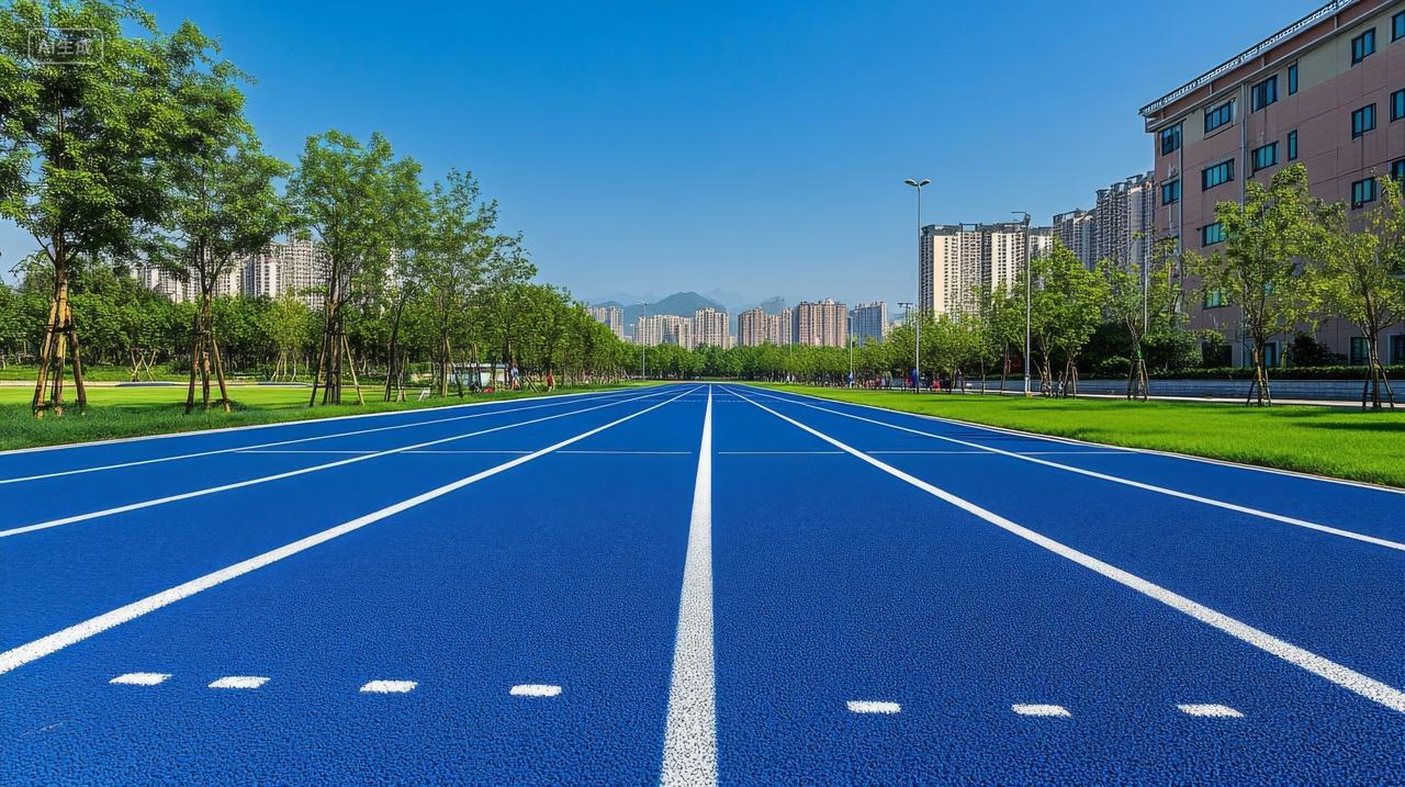 蓝色跑道学校操场校园运动场开学季毕业季
