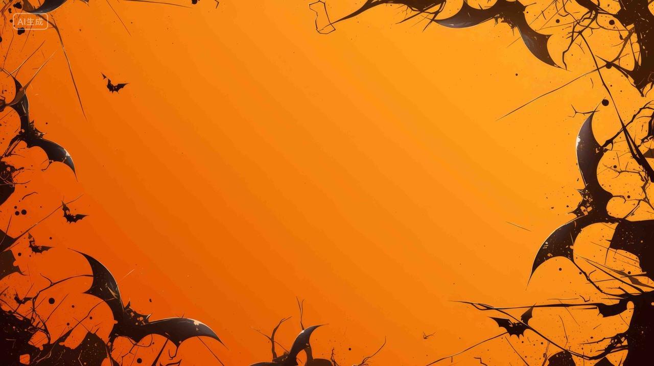 橙色万圣节狂欢活动蝙蝠海报背景图