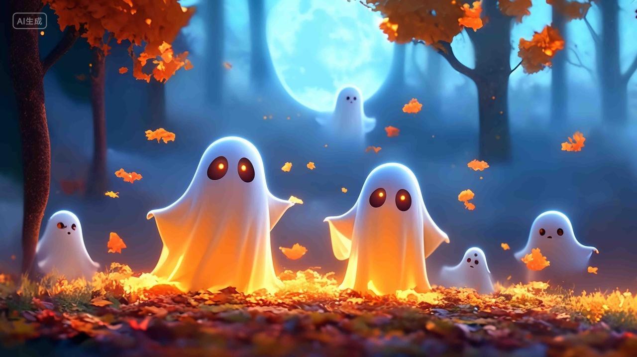 万圣节狂欢派对鬼魂幽灵黑暗背景图壁纸