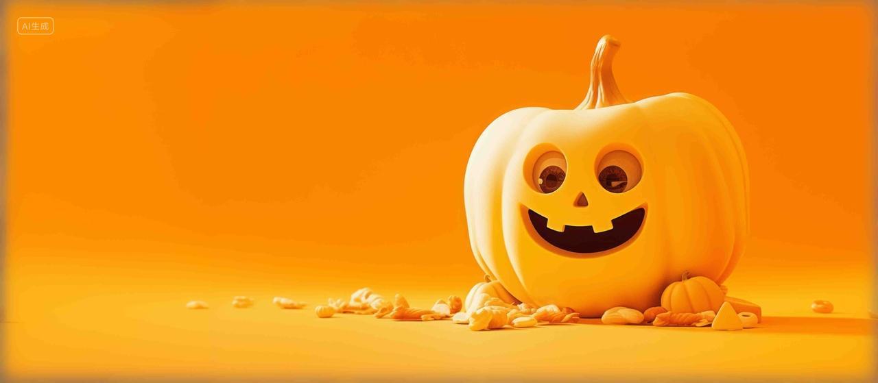 温馨万圣节南瓜灯微笑笑容卡通背景图壁纸