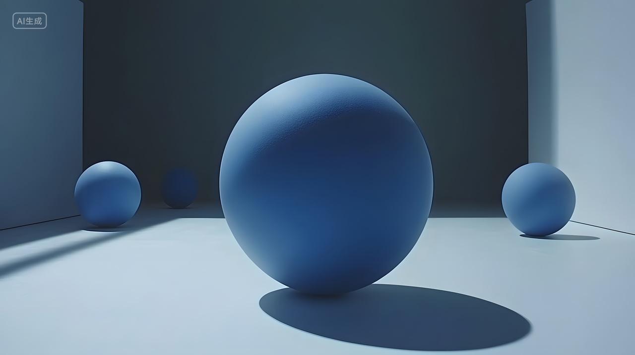 简约环境中三个蓝色球体