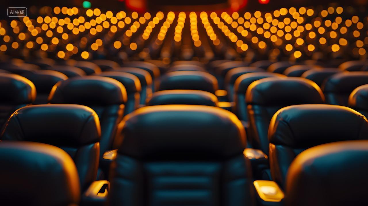 空荡荡电影院座位温暖环境灯光