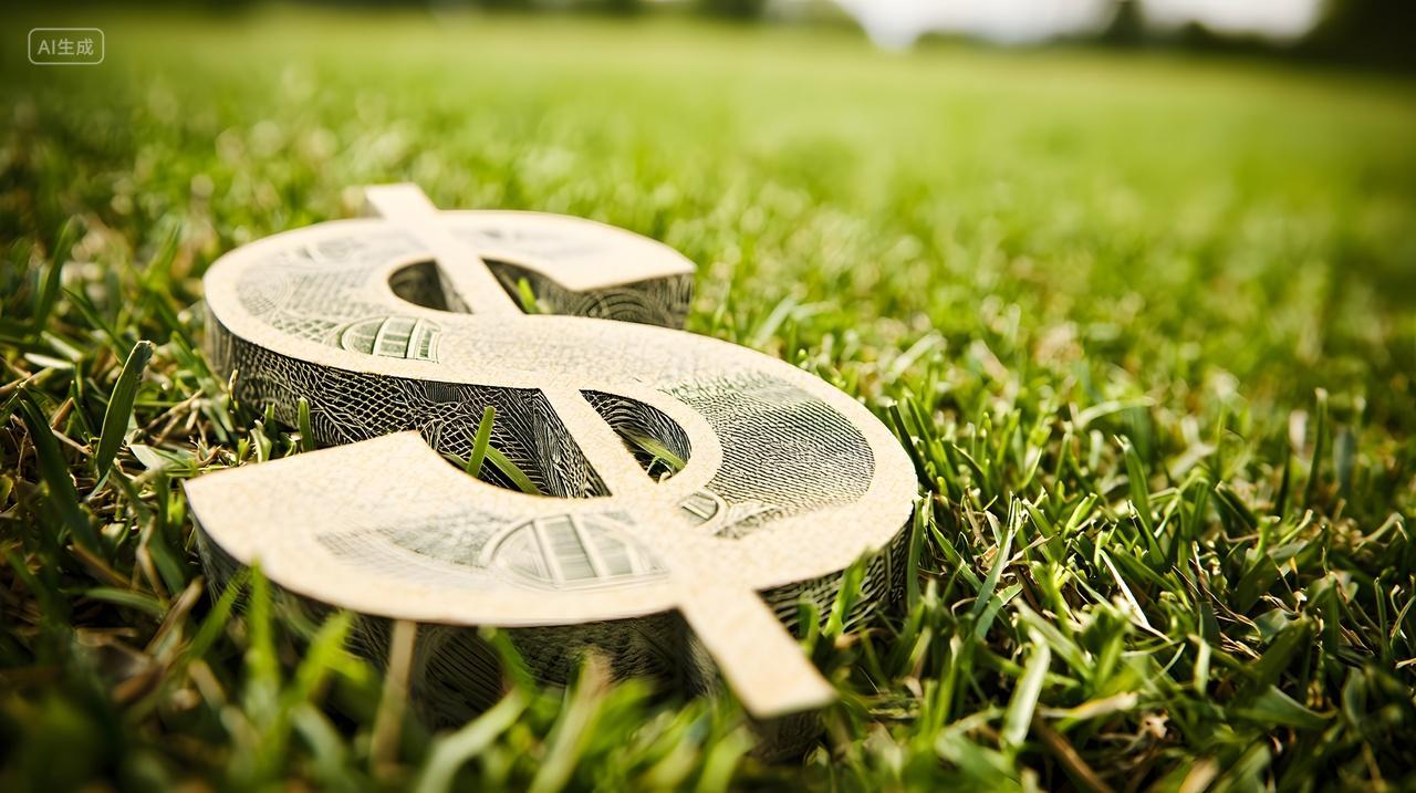 郁郁葱葱绿草上休息外币符号