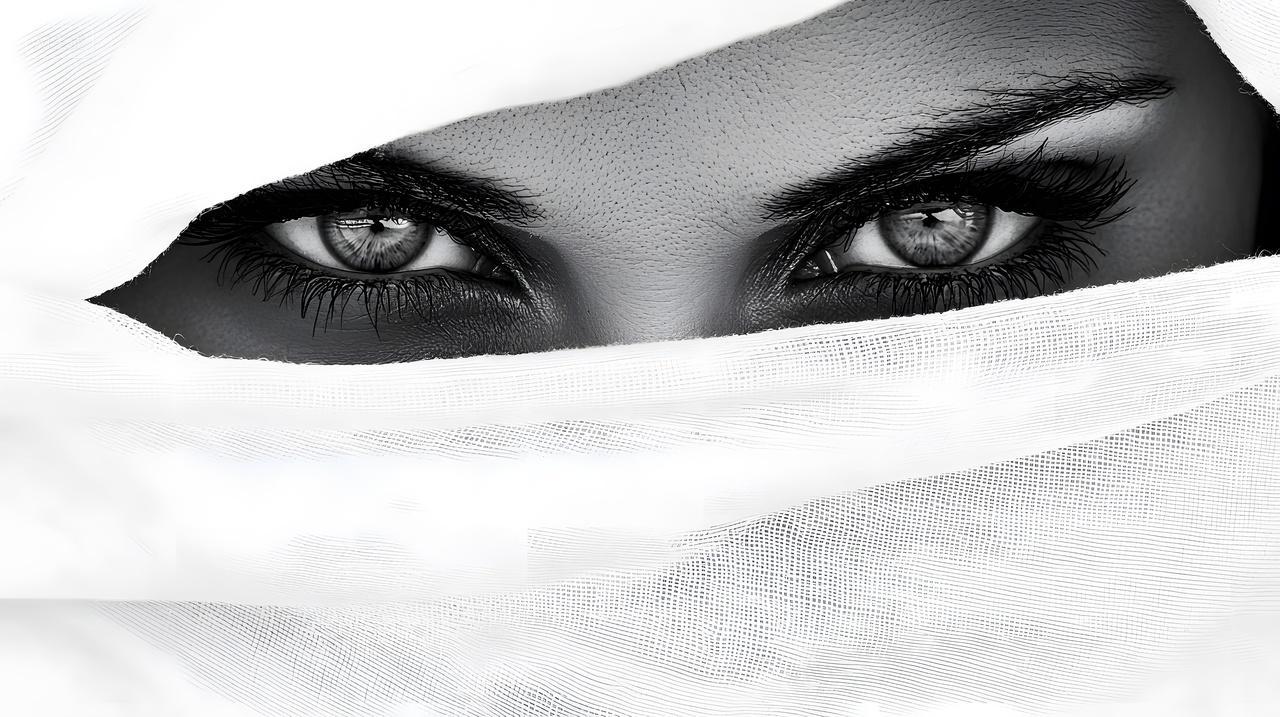 一位有着富有表现力灰色眼睛女人特写镜头