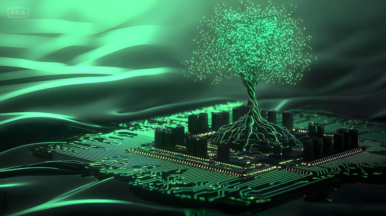 电路板上闪闪发光未来树