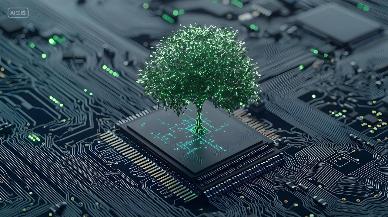从计算机芯片中生长出来绿树
