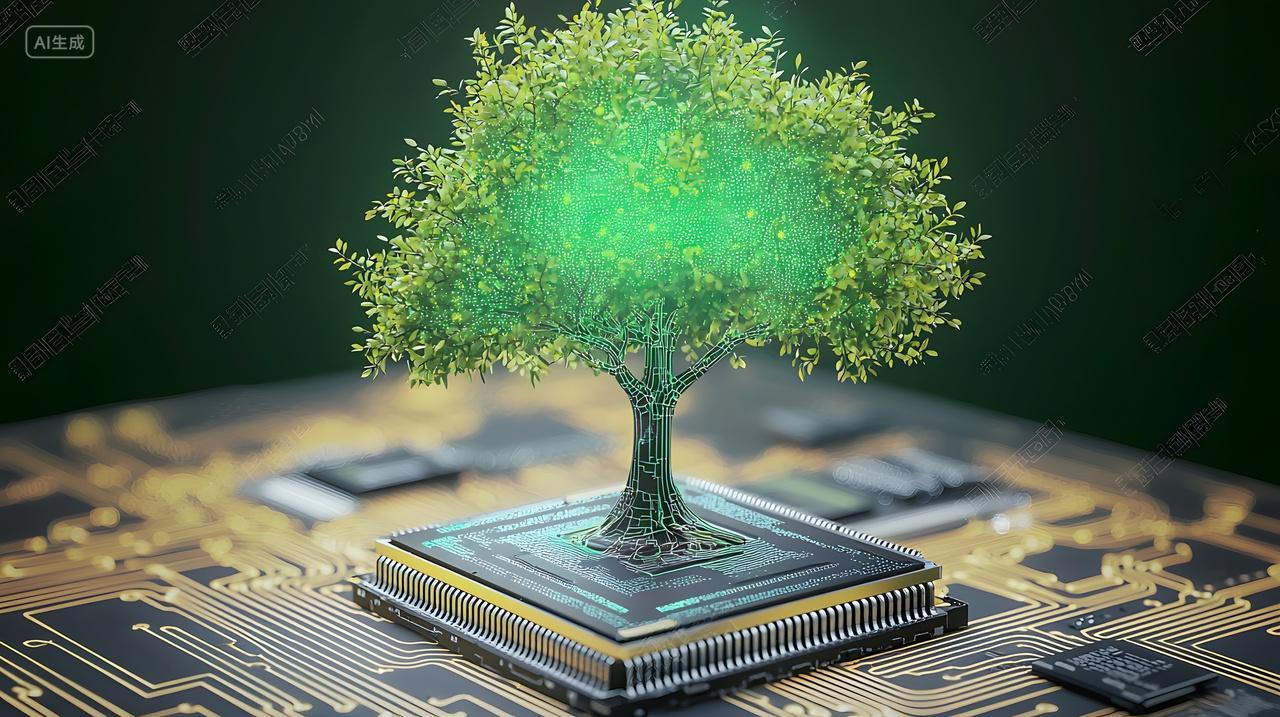 从计算机芯片中生长出来绿树