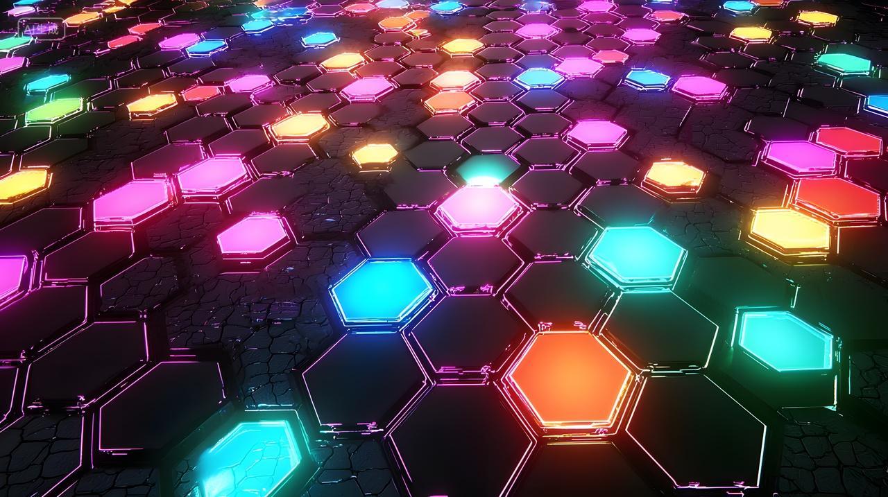 充满活力六边形图案带有霓虹色彩