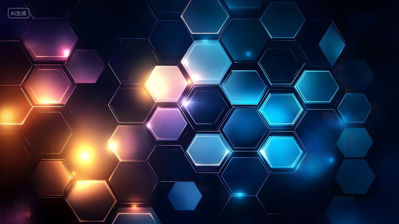 具有发光效果彩色六边形图案