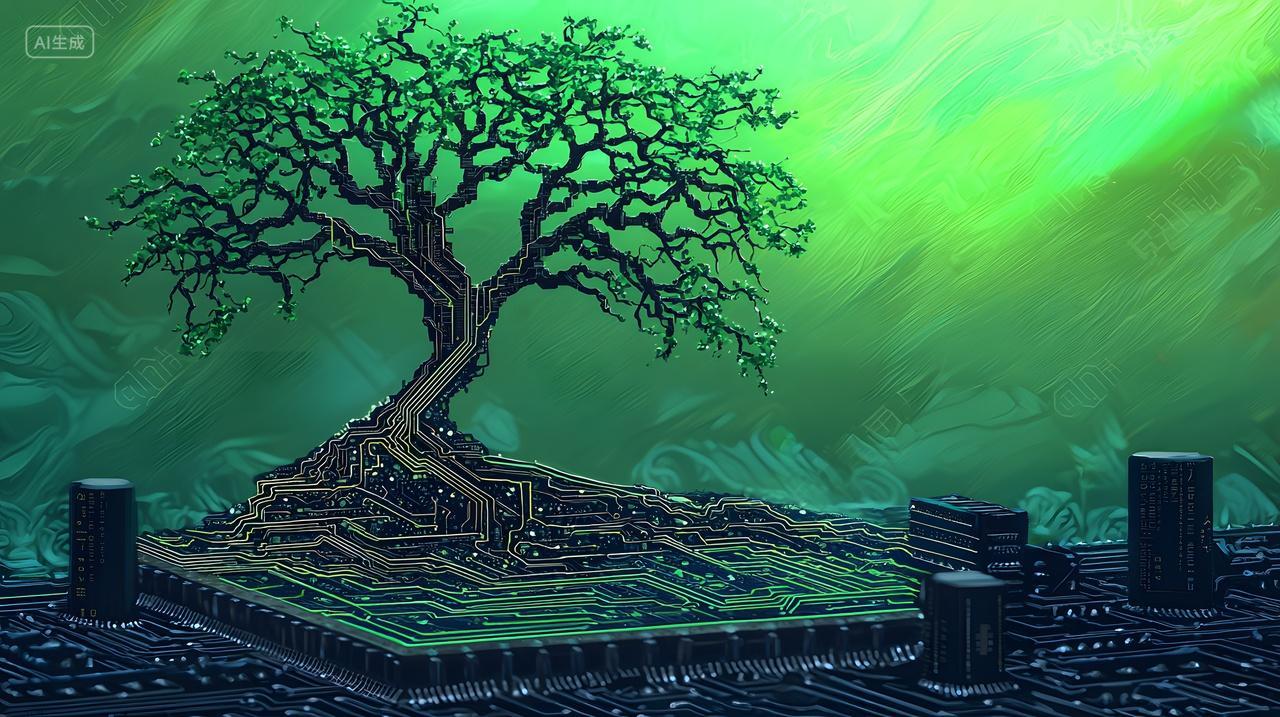 用电路板艺术表现一棵树