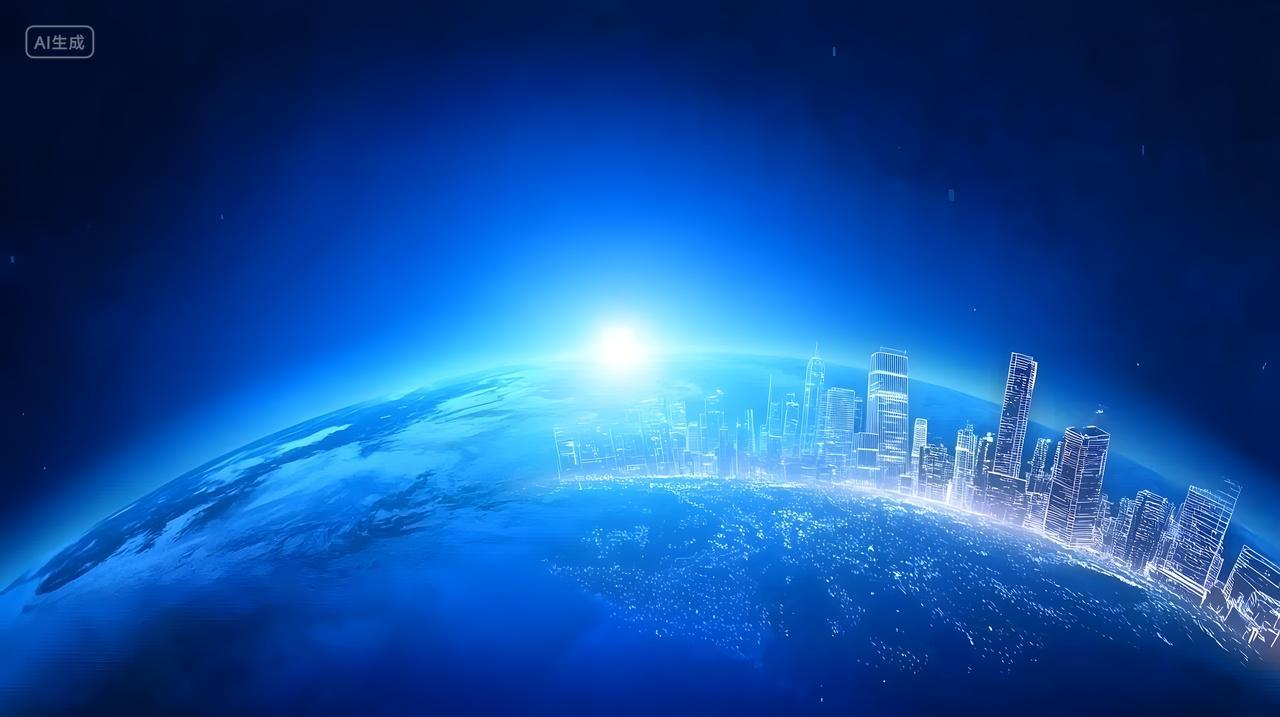 灿烂阳光下未来城市天际线