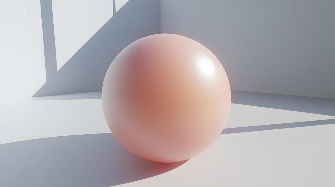 简约室内环境中柔和粉色球体