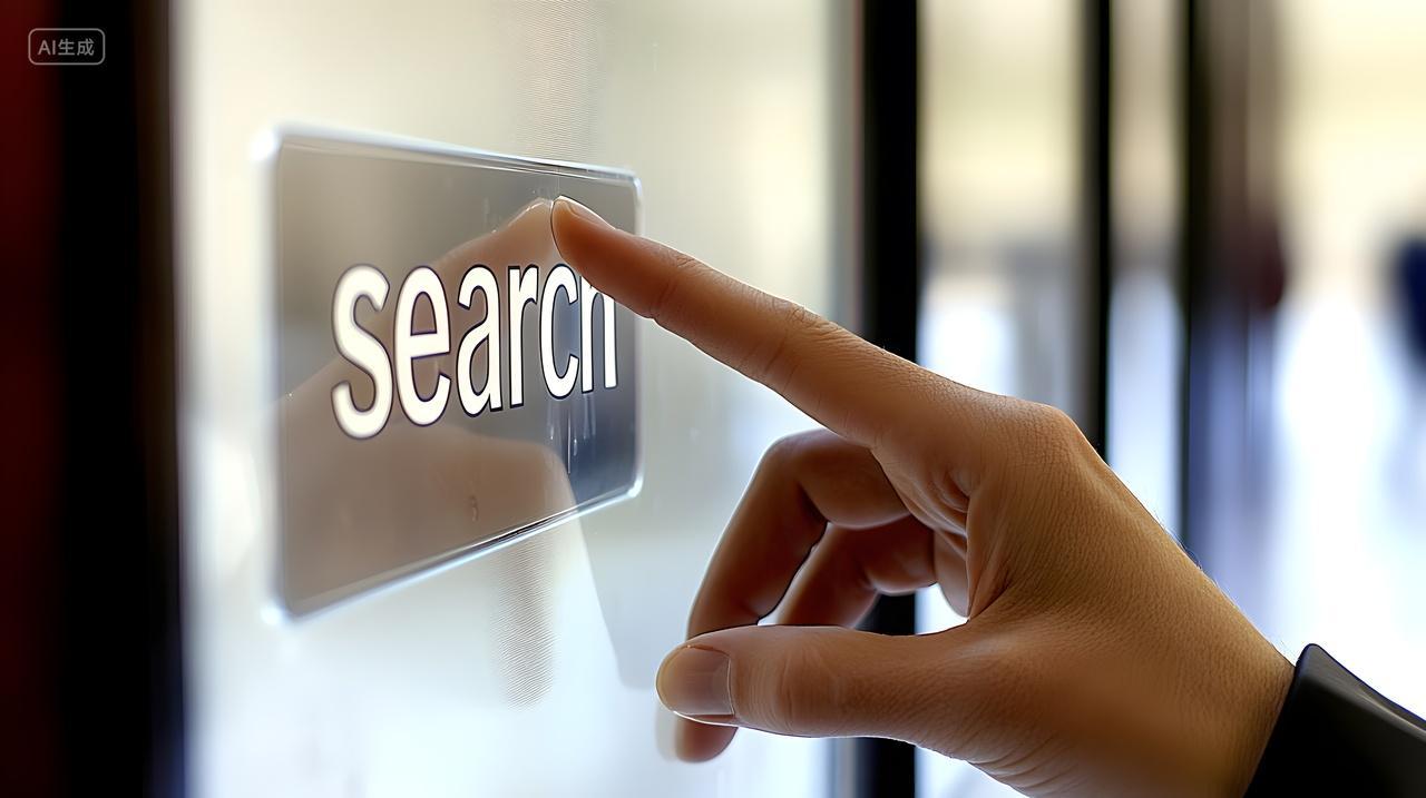 按下搜索按钮手特写