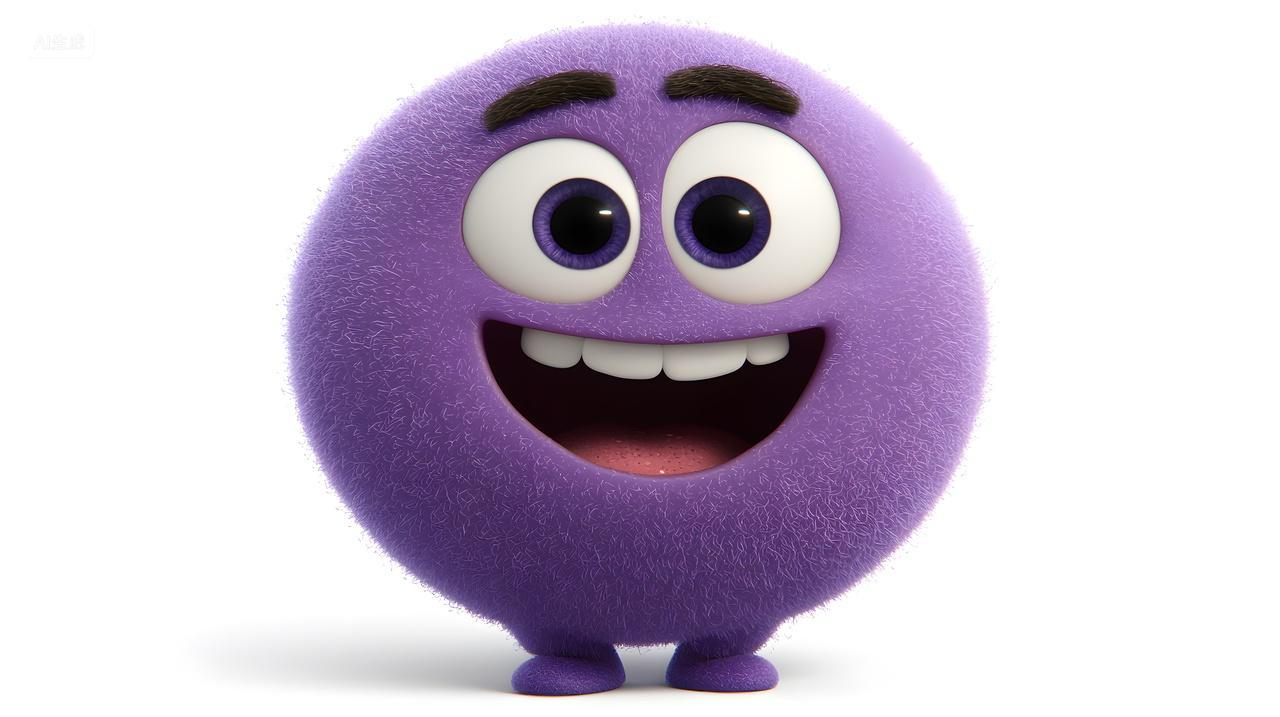 大眼睛欢快紫色动画角色