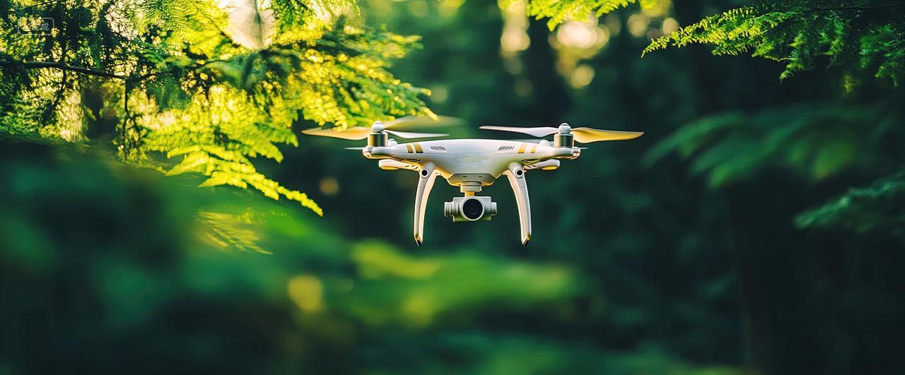 无人机穿过森林