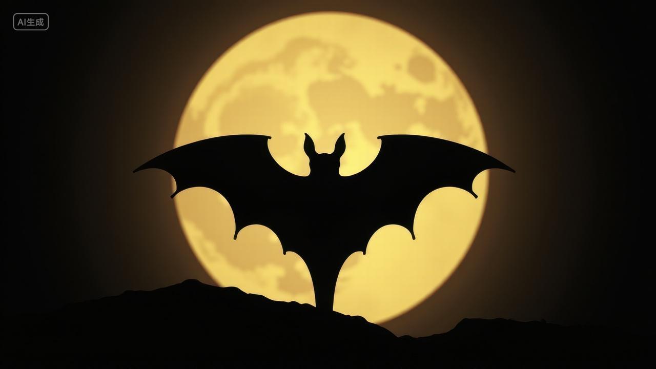 万圣节背景吸血蝙蝠在月光下的剪影