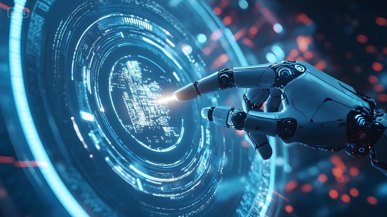 机械手与数字界面未来科技设计图片