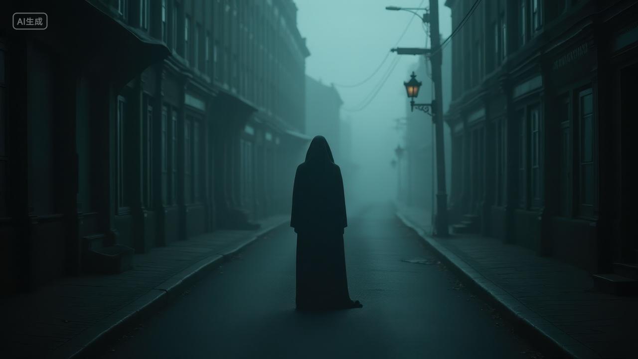 荒无人烟的街道上的幽灵人物