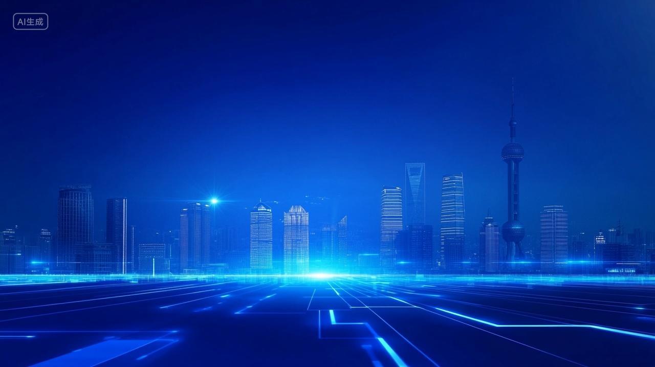 蓝色科技光效海报背景