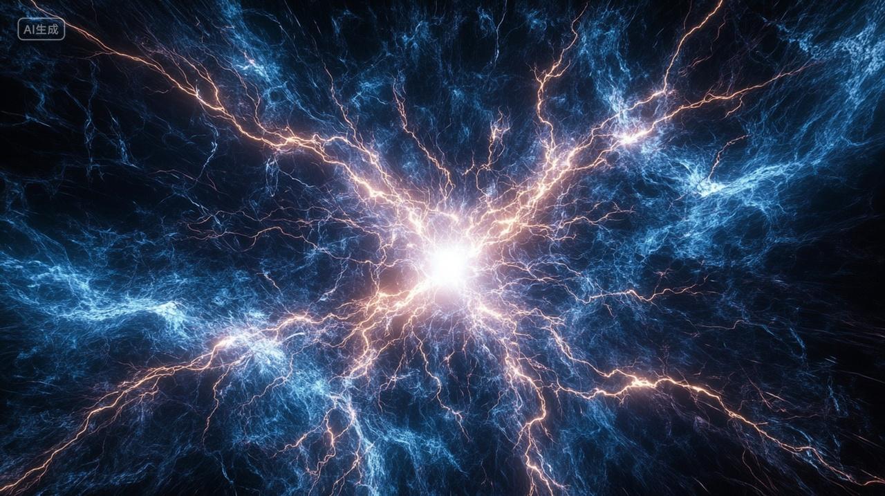 空间中创意电流质感闪电背景