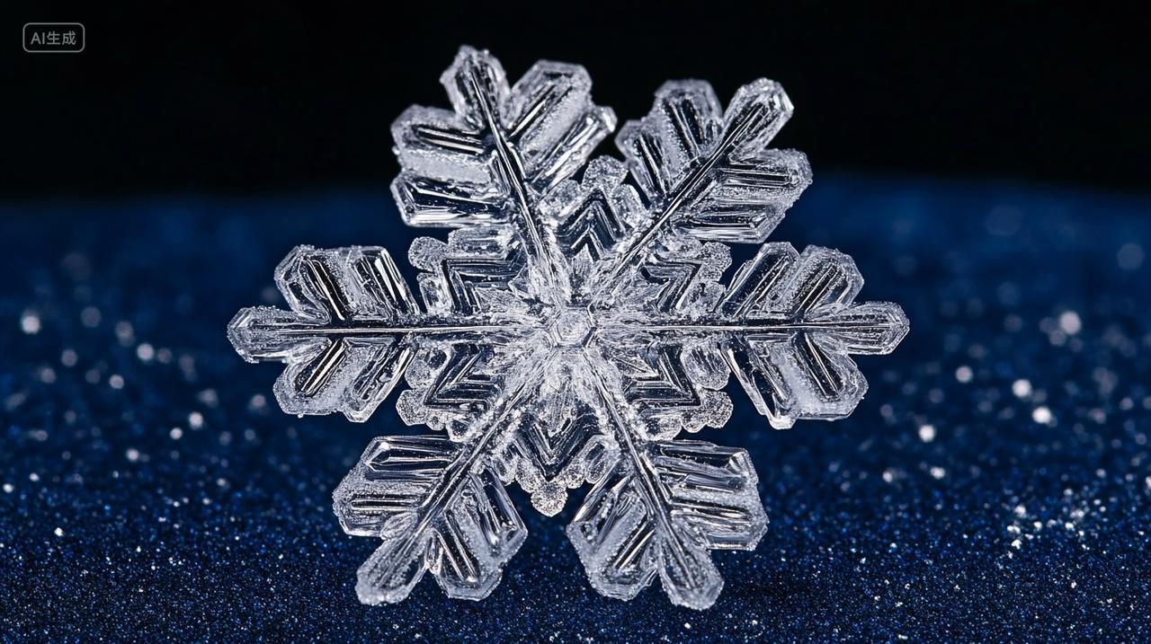 雪花冰花特写霜降立冬