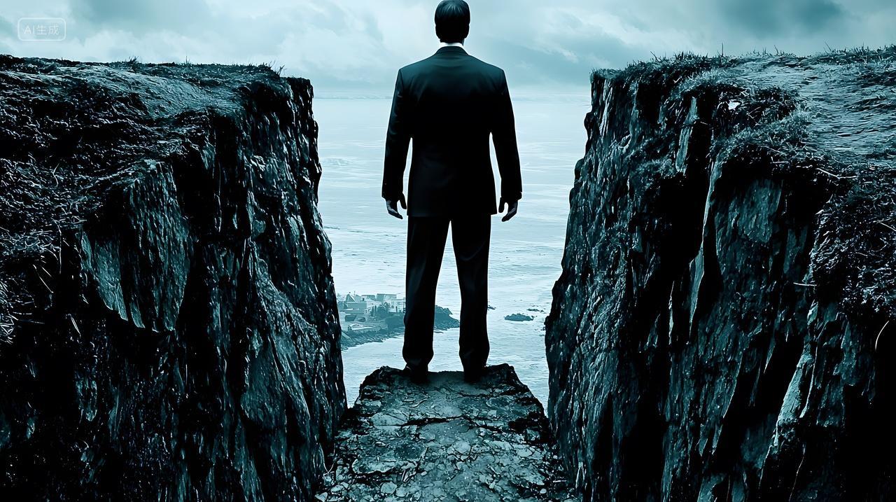 一名穿着西装男人凝视着深渊