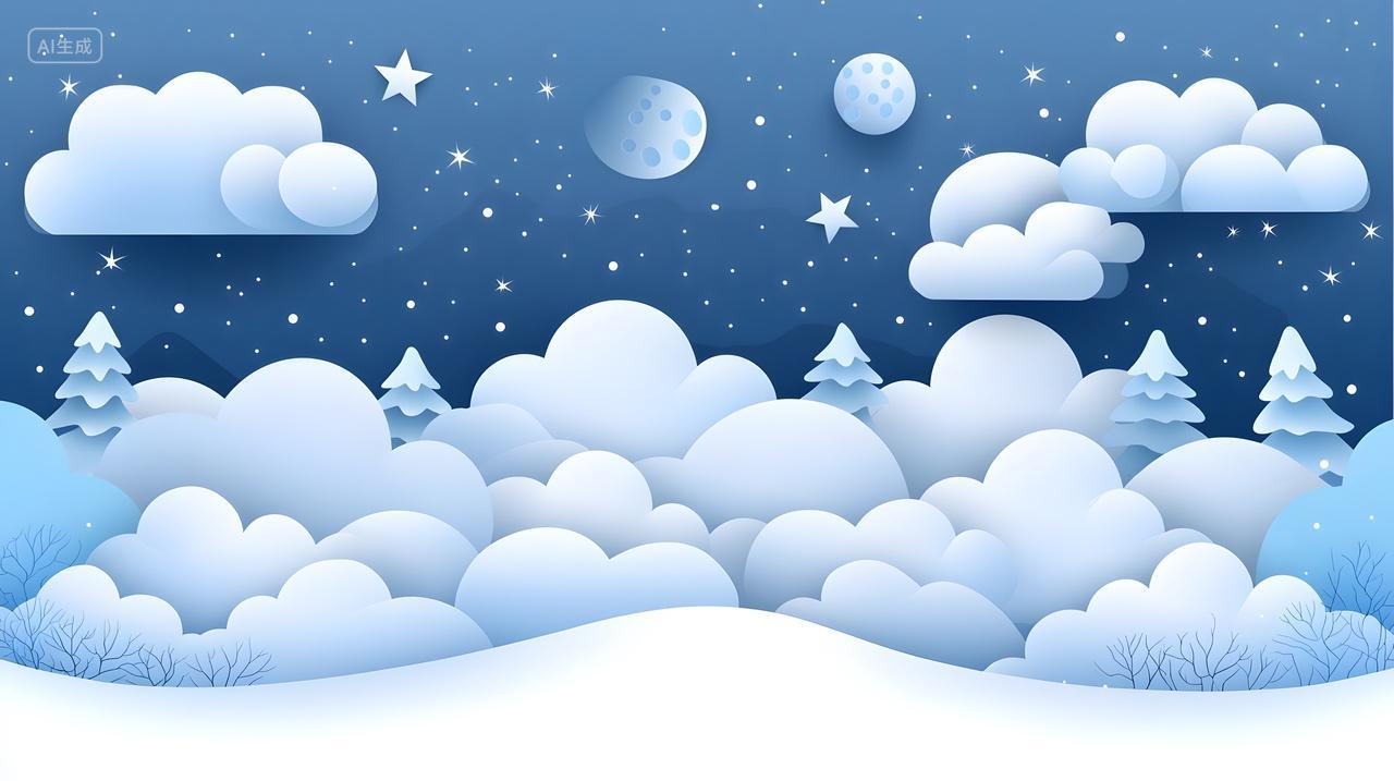 云彩和星冬天风景