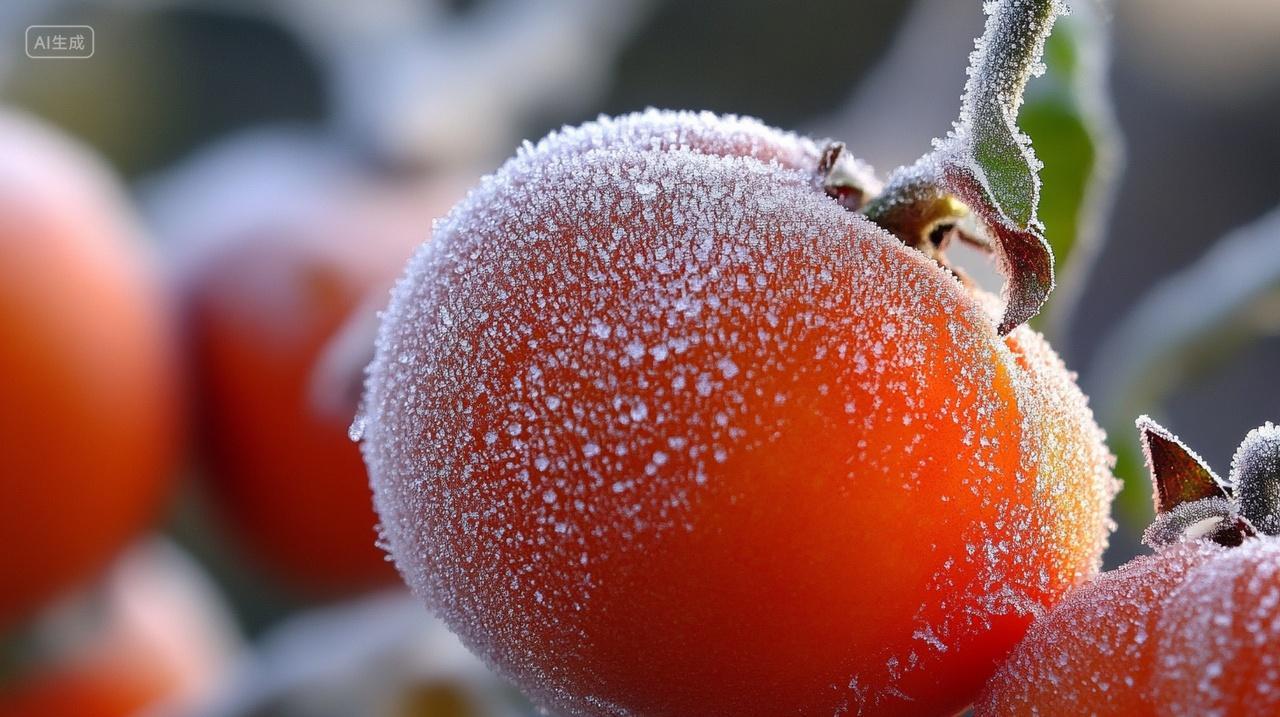 霜降成熟柿子水果