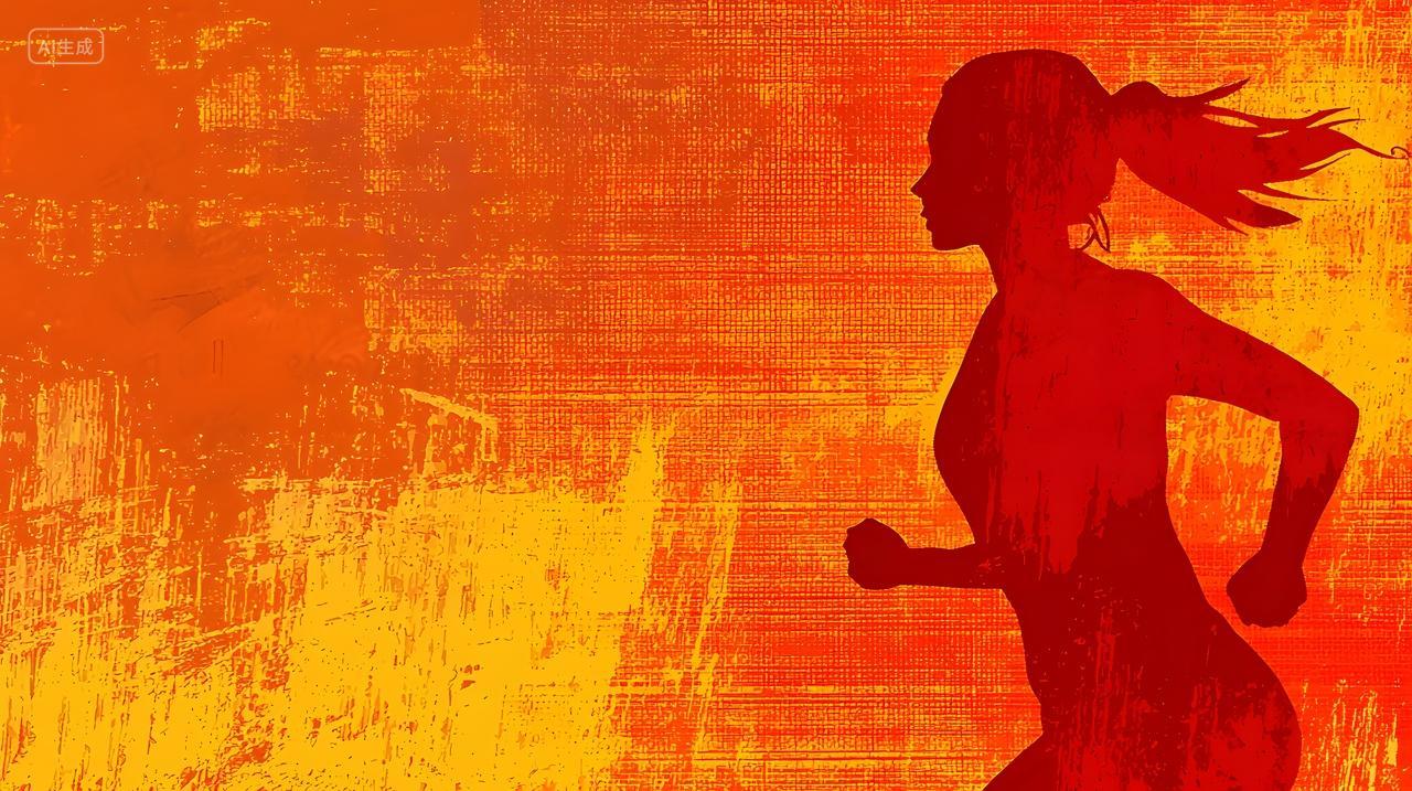 色彩鲜艳奔跑女性轮廓