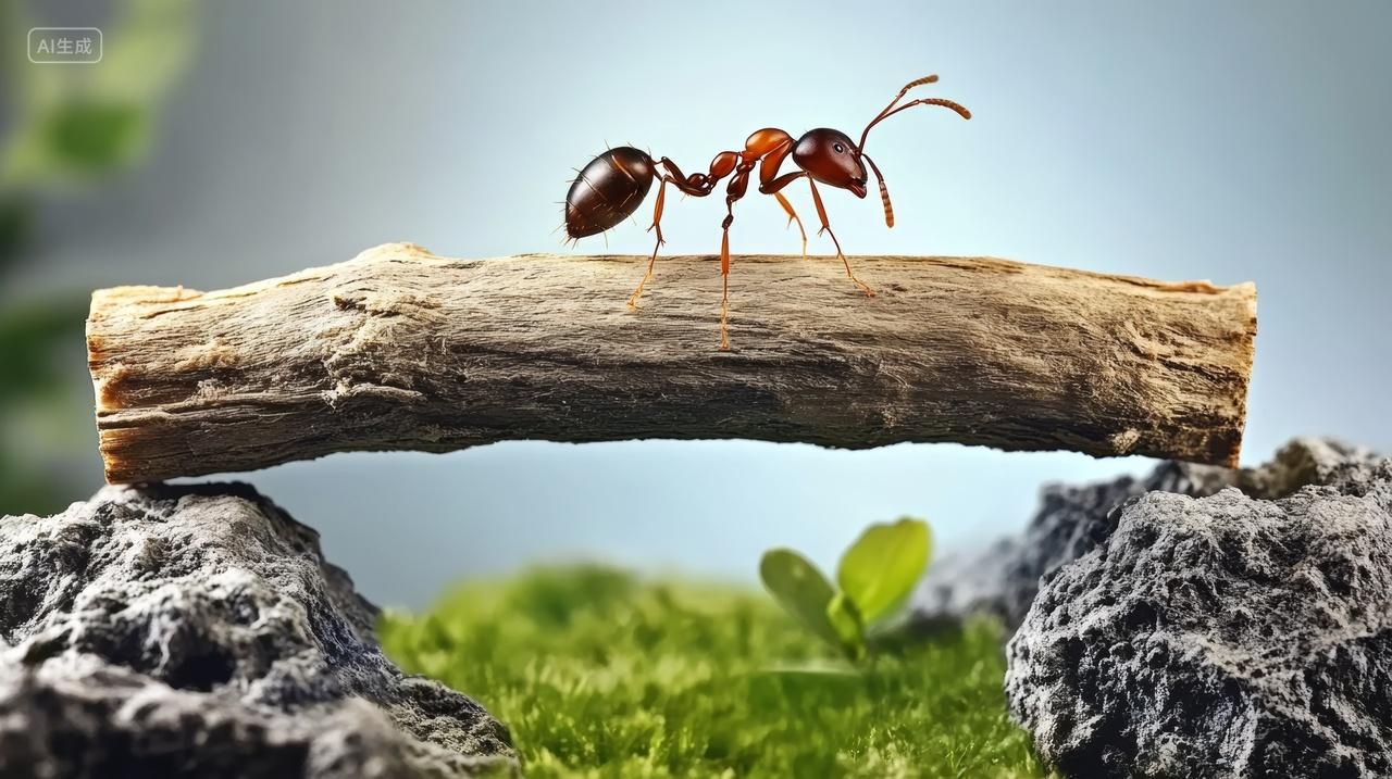 蚂蚁过桥微观世界动物世界特写自然生态