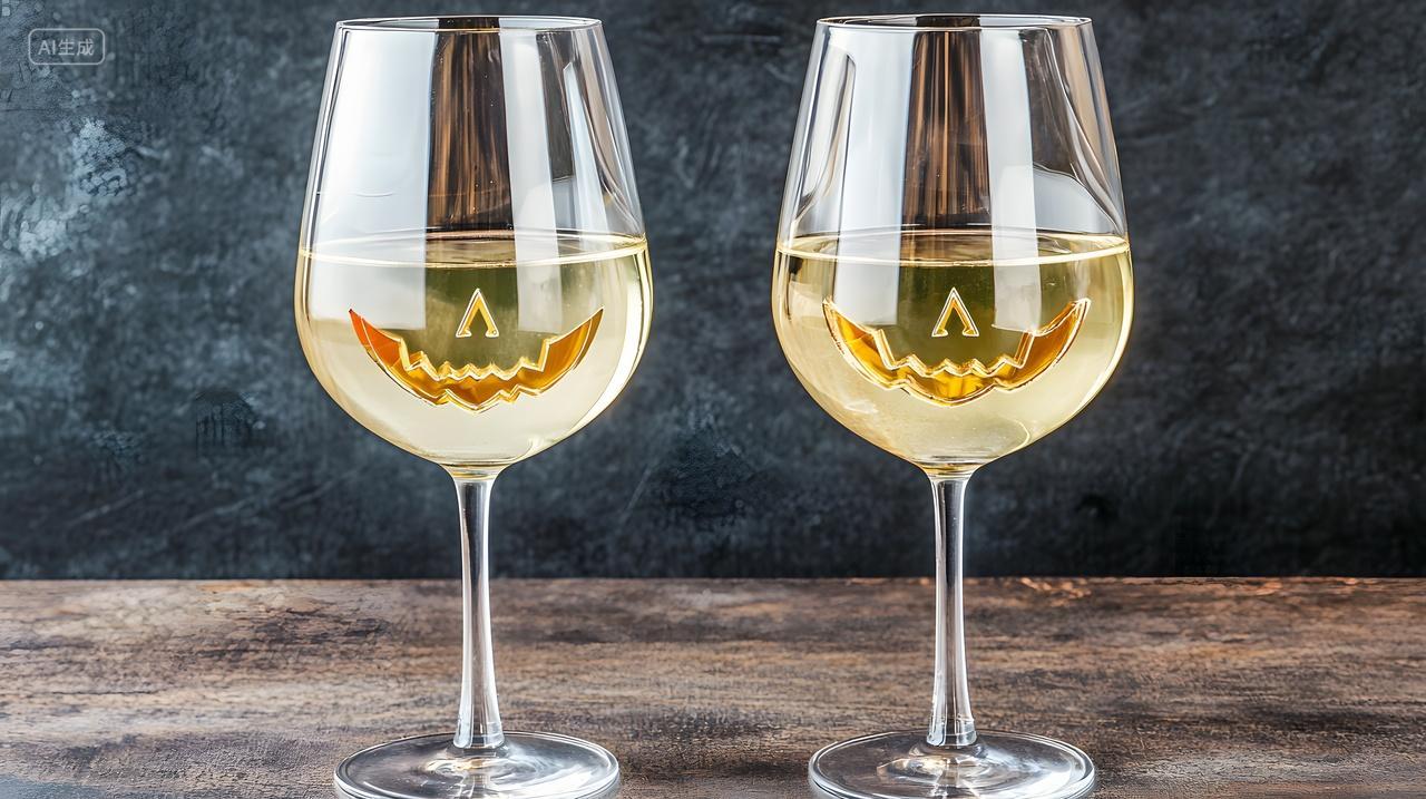 两杯优雅白葡萄酒带有节日装饰