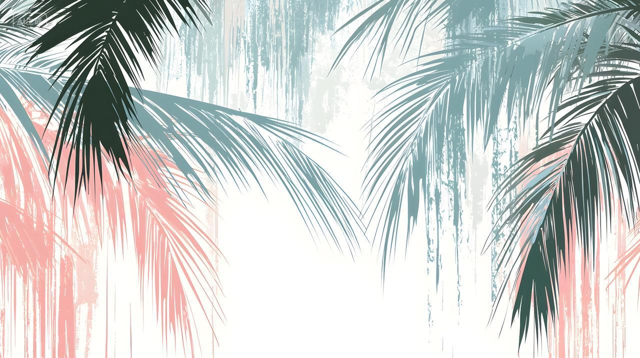 热带棕榈叶呈现柔和色调